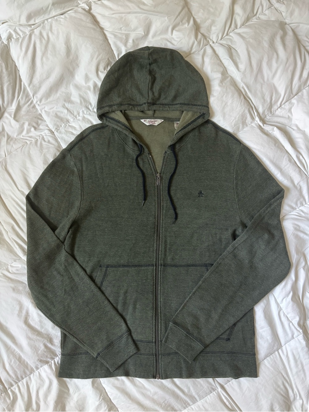 Original Penguin Olive Hooded Zip-Up Jacket